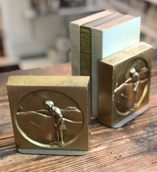 Brass Golfer Bookends