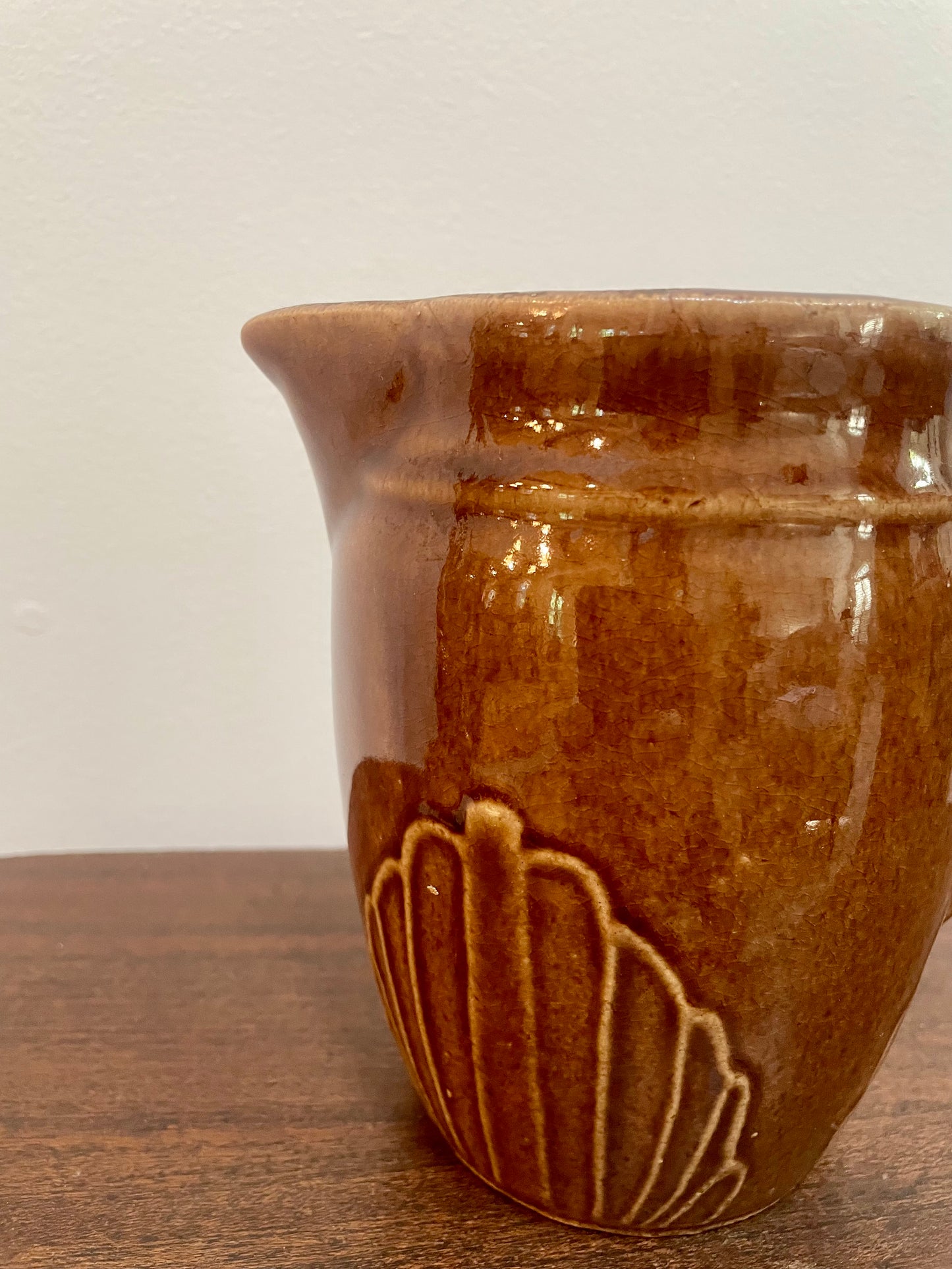 Brown Stoneware Pitcher