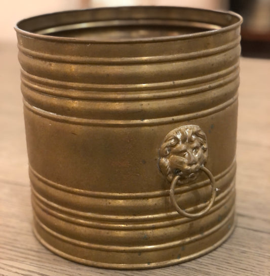 Vintage Brass Lion Handle Planter