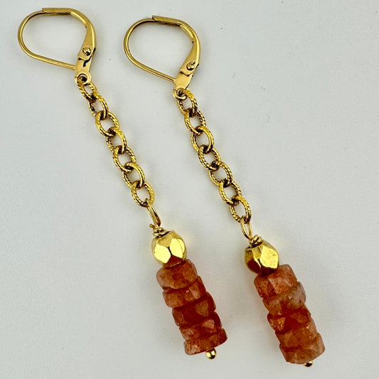 24k Gold Plated Sun Stone Earrings