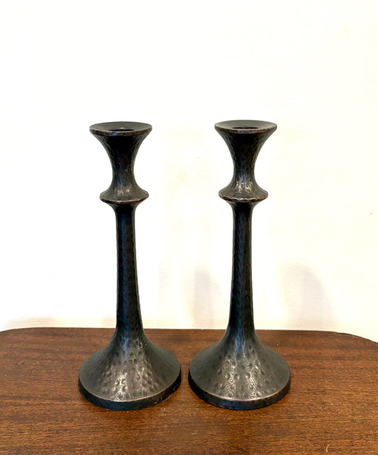 Bronze Candle Holders, Pair