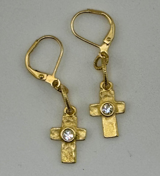 Cross Earrings in Silver or Gold