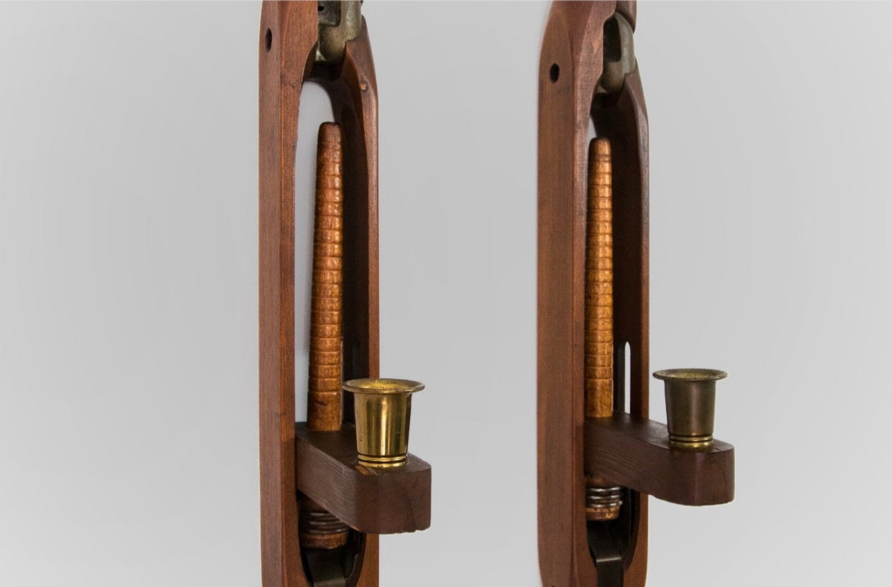 Weaving Loom Sconces, Pair