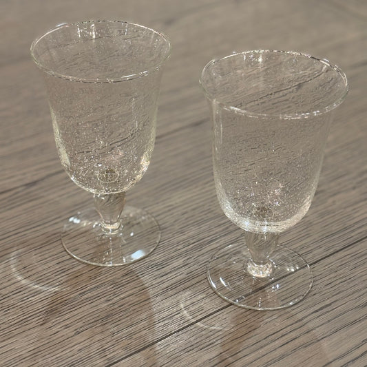 Mexican Bubble Glass Goblets Pair