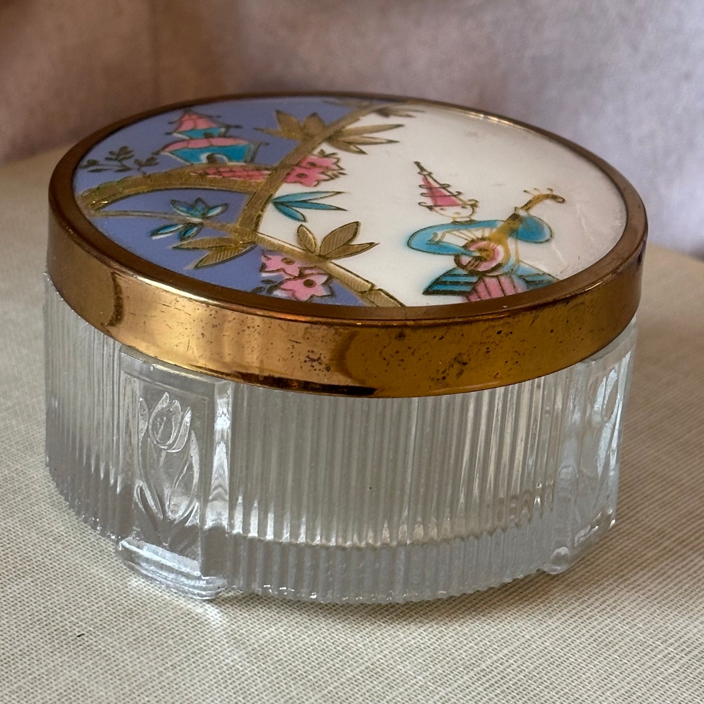 Chinoiserie Glass Powder Box