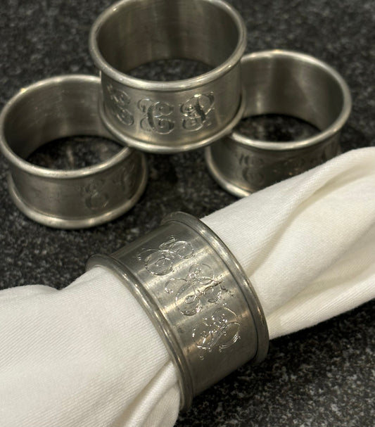 Pewter Napkin Rings With Monogram (4)