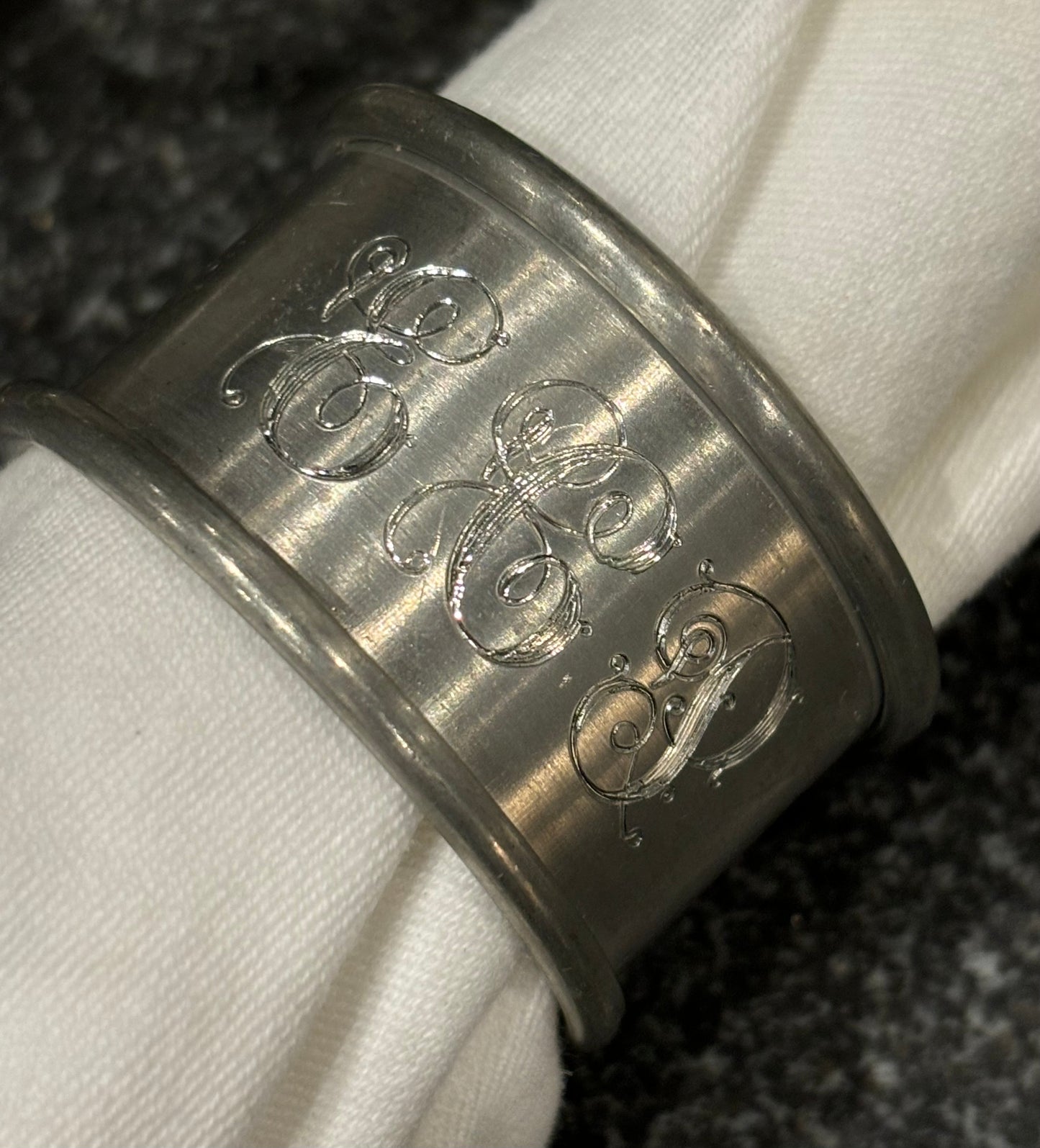 Pewter Napkin Rings With Monogram (4)