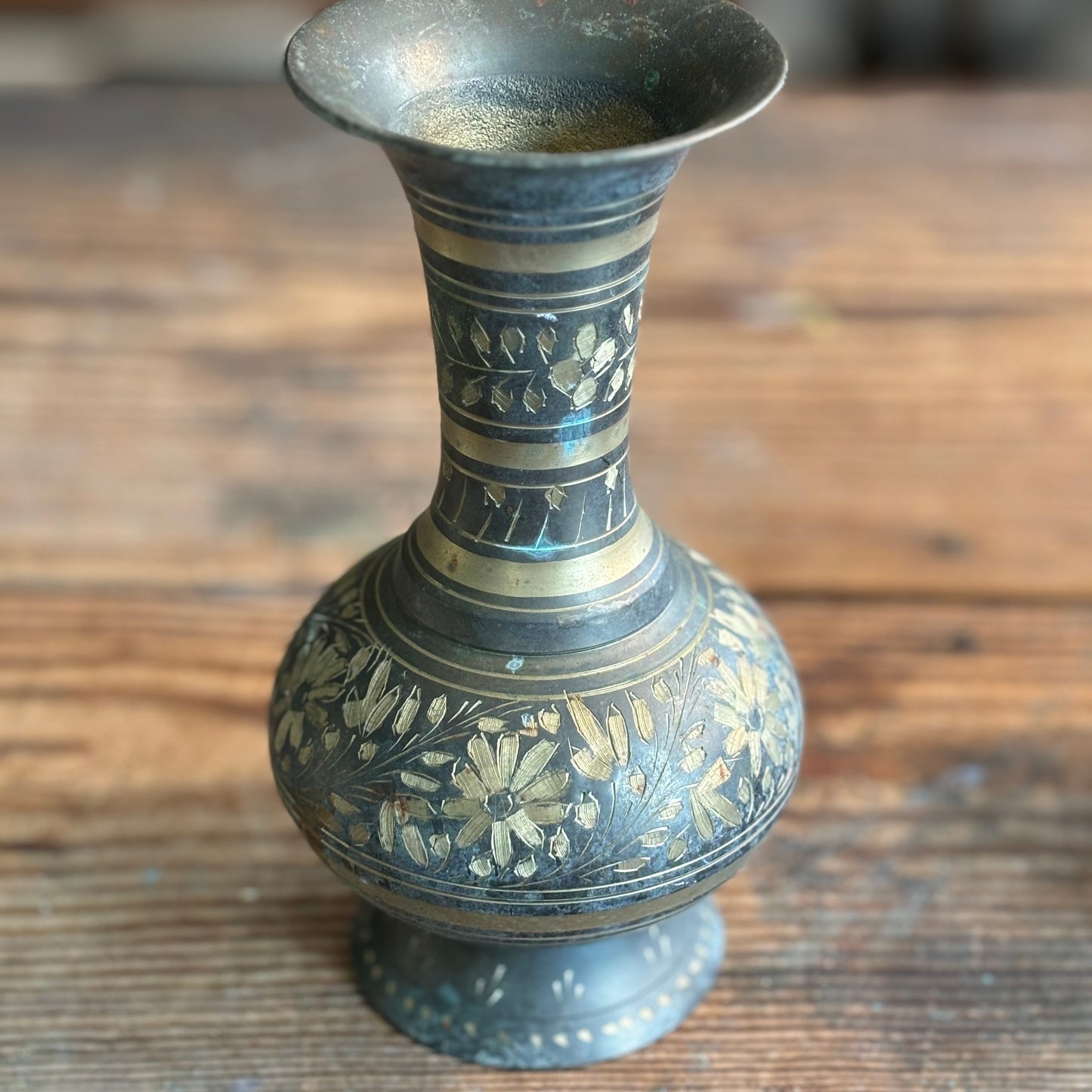 Etched Brass Vase