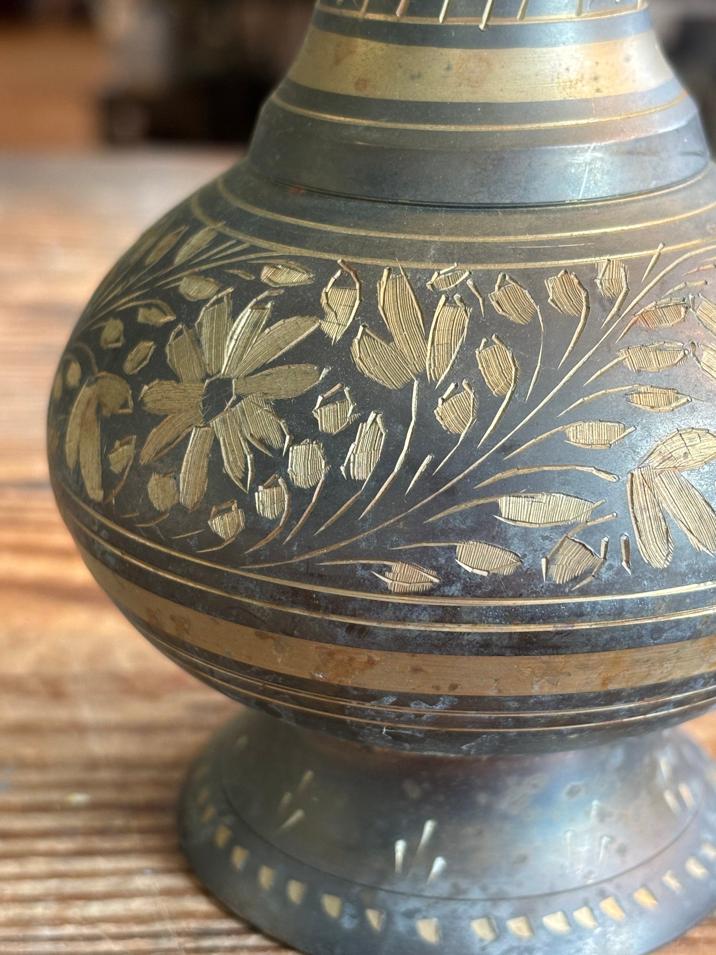 Etched Brass Vase