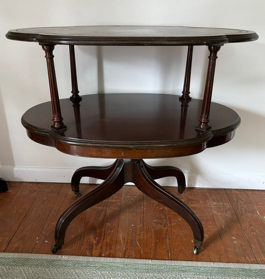 Leather Top Two Tier Table