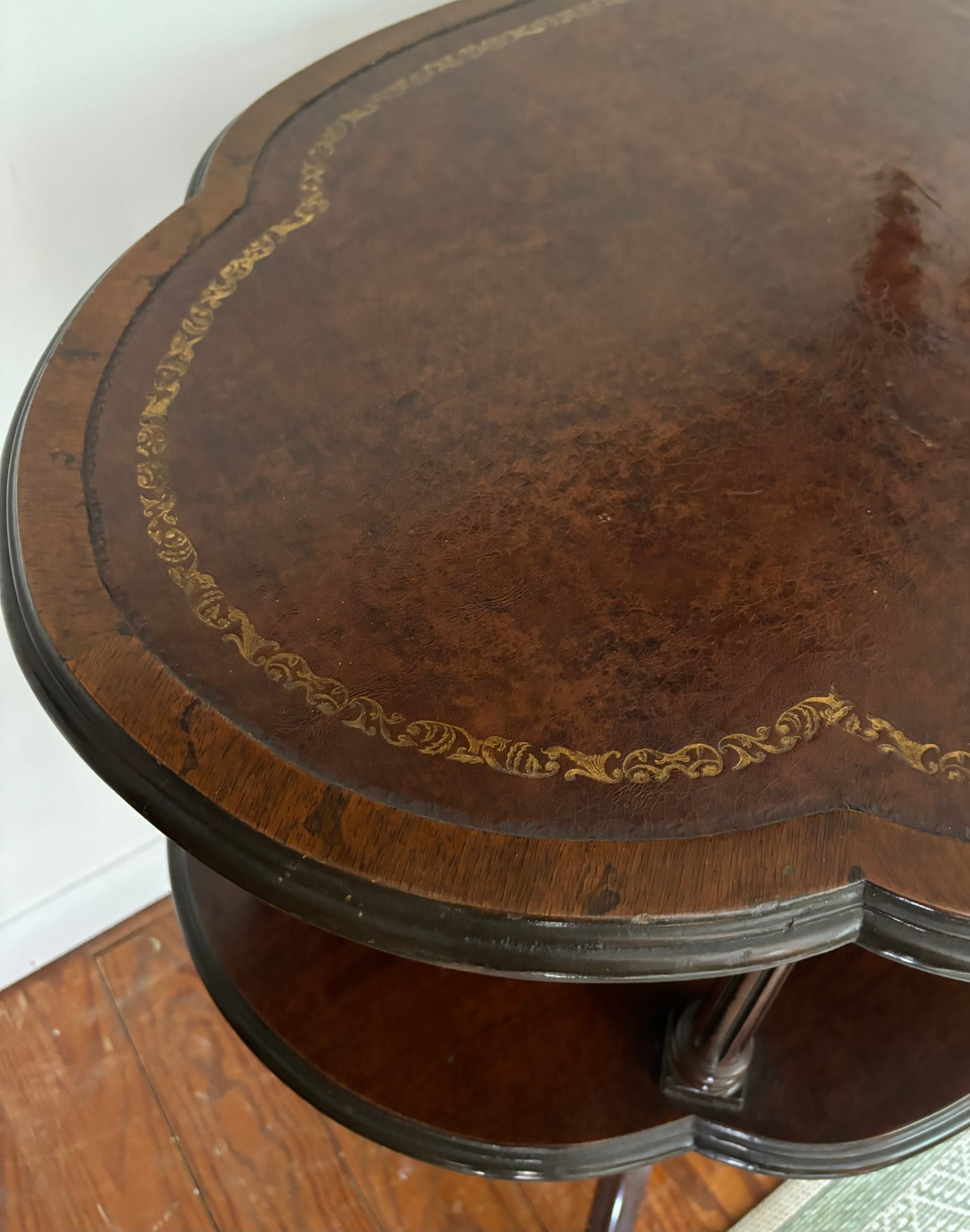 Leather Top Two Tier Table