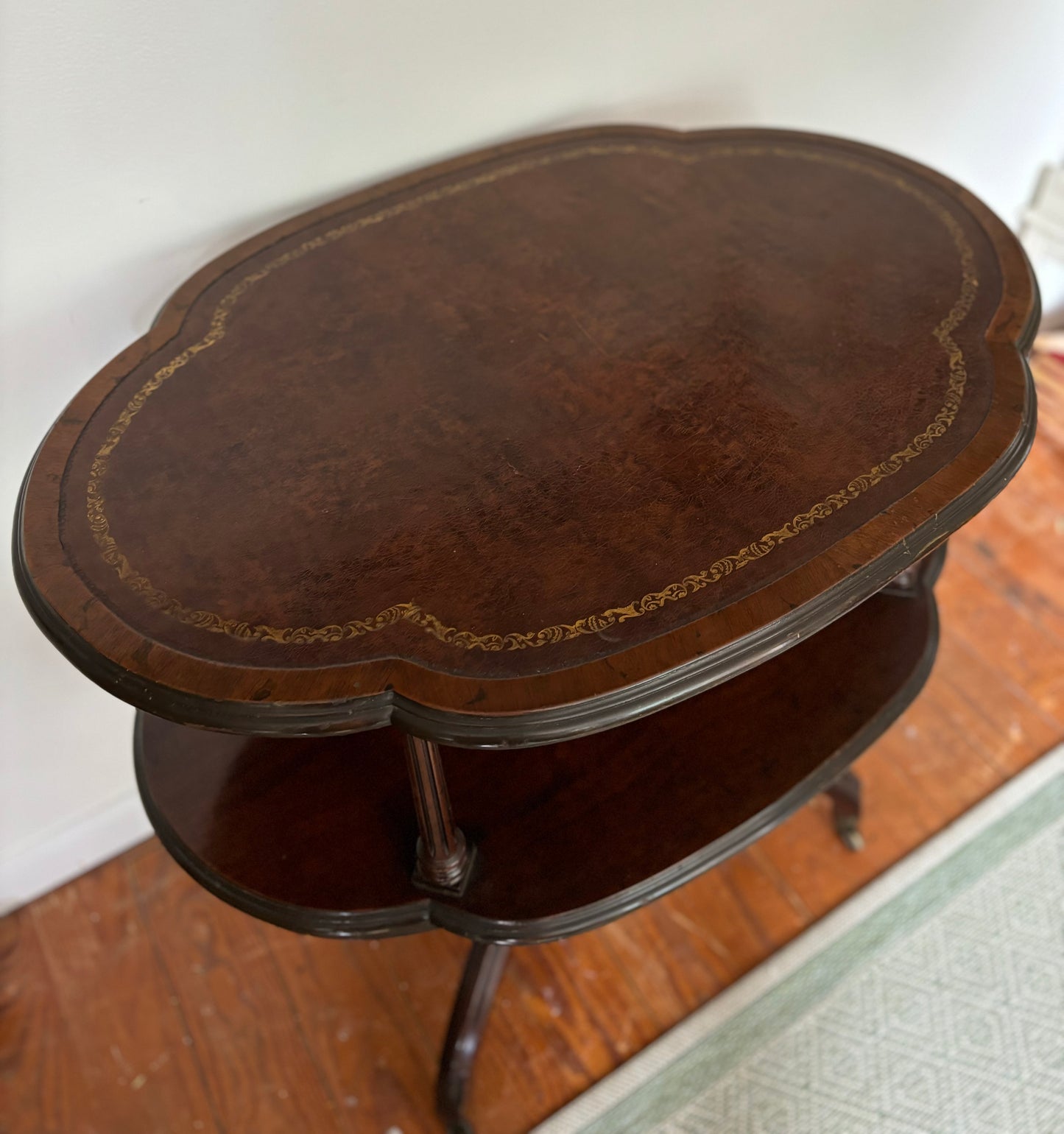 Leather Top Two Tier Table