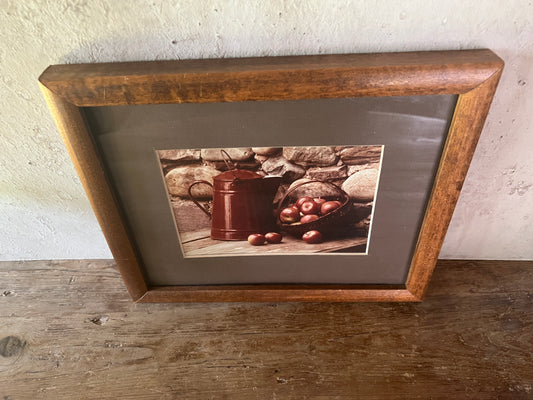 Framed Photo, Kettle & Apples