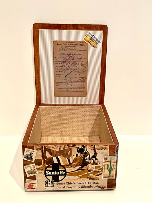 Box Decorated with Train Ephemera